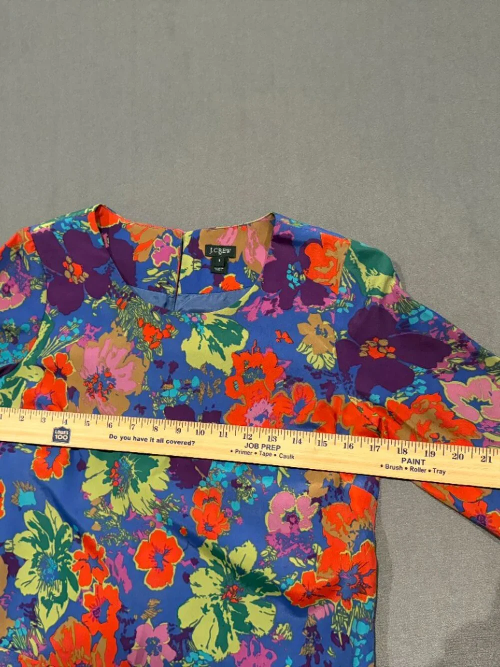 J.Crew Size 0 Blue Multicolor Floral Long Sleeve Shift Mini Dress Pockets